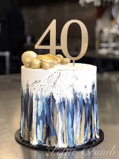 Cake Design For Men, Buttercream Cake Designs, 40th Cake, 40th Birthday Cakes, Birthday Cakes For Women, Birthday Cakes For Men, Birthday Cake Recipe, New Cake, Cakes For Men