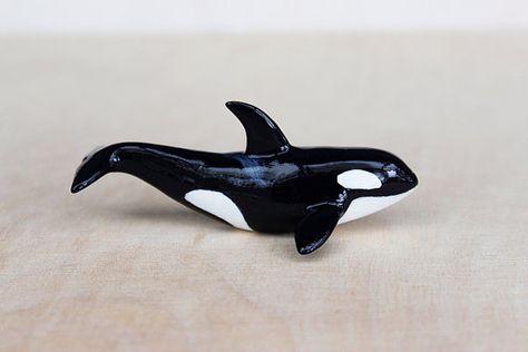 orca whale figurine by byrdis on Etsy Clay Orca Whale, Polymer Clay Orca, Clay Orca, Whale Figurine, Orca Whale, Whale Art, Clay Diy Projects, Orca Whales, Clay Bowl