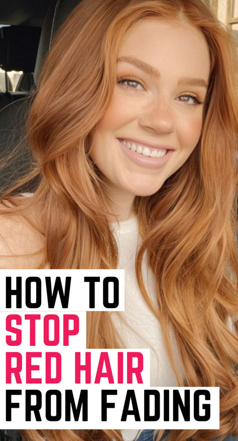 "Want to keep your red hair vibrant and prevent it from fading? Discover expert tips to maintain your color for longer! I cover natural methods. 

From sulfate-free shampoos to UV protection and the best color-safe products, this guide has everything you need to keep your red locks looking fresh and fiery. Perfect for dyed red hair, auburn tones, and burgundy shades. Pin now to save your color!" Shampoo For Red Dyed Hair, Red Hair For Older Women, Red Hair Clothes Ideas, Ginger Hair Outfits Style, Muted Red Hair, Haircuts Red Hair, Red Hair Vibrant, Red Hair Fair Skin, Red Hair Auburn