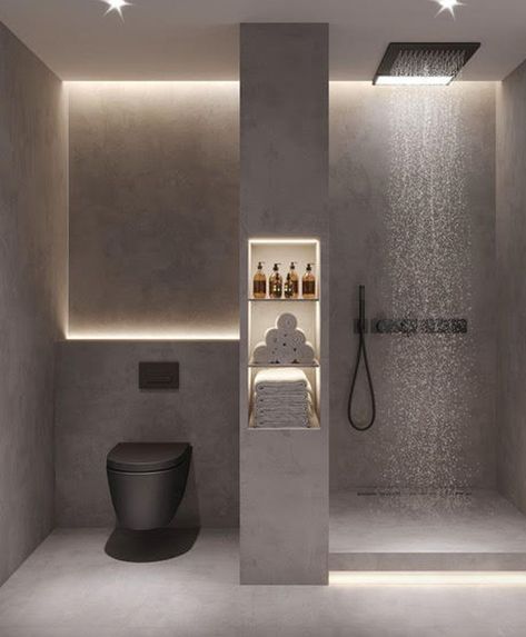 Modern Washroom Design, تصميم دورة مياه, Best Bathroom Paint Colors, Spa Style Bathroom, Bathroom Design Layout, Bathroom Decor Luxury, Bathroom Design Decor, Guest Bathrooms, Minimalist House Design