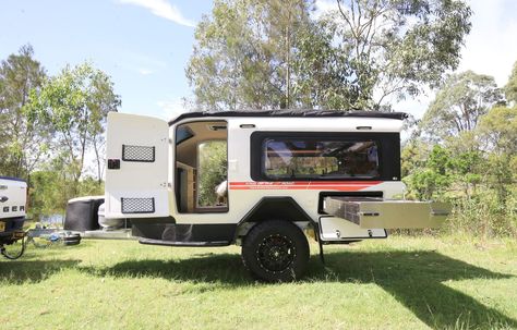 This Luxe Off-Road Trailer Redefines the Teardrop Camper | Gear Patrol Off Road Teardrop Trailer, Off Road Teardrop, Off Road Trailer, Small Trailer, Automotive Engineering, Teardrop Camper, Van Living, Pop Up Camper, Teardrop Trailer