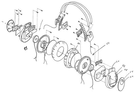 Headphones Exploded View, Exploded Drawing, Props Concept, Exploded View, Technical Drawings, Perspective Drawing, Brand Image, Technical Drawing, Design Sketch