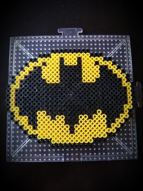 #FuseBeads #Hobby #HandMade #Fun #Batman #DC #DCComics #Original #OldSchool #Bat #Man Batman Perler Bead Patterns, Batman Melty Beads, Pearl Beads Pattern Spiderman, Batman Perler Beads, Batman Bracelet Pattern, Batman Pearl Beads, Dc Perler Beads, Pixel Beads, Pearl Beads Pattern