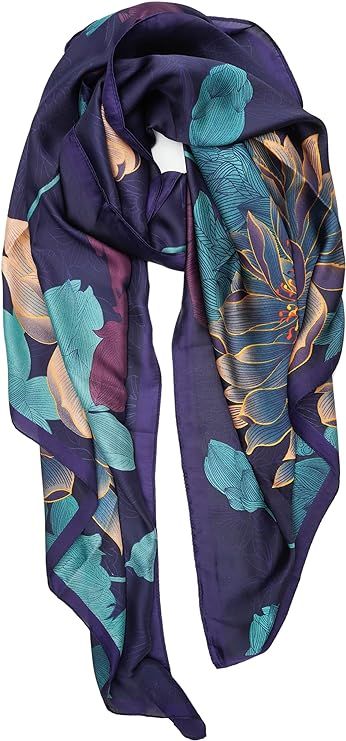 Limited time deal $9.99 (38% Off)(List Price: $15.99) YOUR SMILE Large Mulberry Silk Feeling Long Stain Scarf Lightweight Sunscreen Shawls Wraps for Women Dark Purple Flowers, Jacket Blouse, Spring Scarves, Sheer Scarf, Purple Scarves, Colorful Scarf, Large Scarf, Summer Scarves, Bright Colored