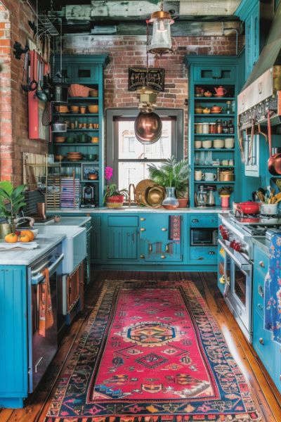 16 Eclectic Kitchen Ideas For Your Inspiration! (Concept Designs) - My Decor Inspo Bright Maximalist Decor Kitchen, Multi Coloured Kitchen, Bright Kitchen Ideas Colorful, Eclectic Kitchen Bohemian, Electric Home Decor, Funky Kitchen Decor, Bright Cottagecore, Eccentric Kitchen, Hippie Kitchen