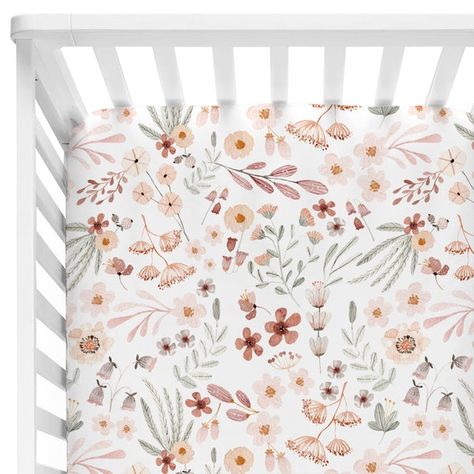 Wild Flower Nursery, Floral Baby Nursery, Crib Sheets Girl, Floral Crib Sheet, Girl Nursery Themes, Butterfly Nursery, Girl Nursery Room, Nursery Room Design, Nursery Room Inspiration