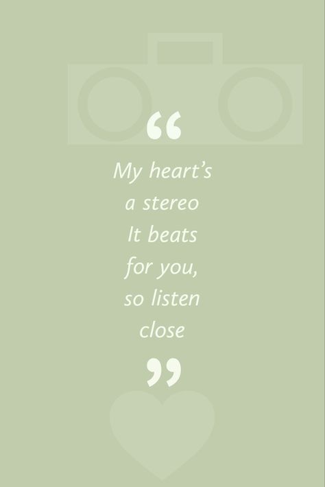 My Heart A Stereo, Letterman Jacket Ideas, Stereo Hearts, Jacket Ideas, Song Lyric Quotes, Song Status, Letterman Jacket, Happy Words, Think Positive Quotes