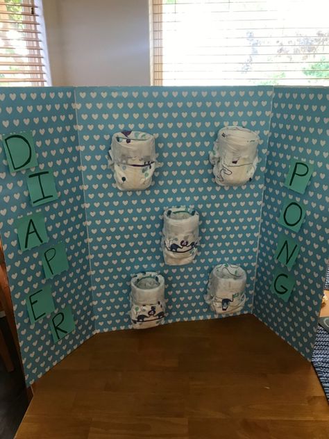 Diaper Pong Board, Pong Board Ideas, Diaper Pong, Pong Game, Ping Pong Balls, Fun Baby Shower Games, Baby Q, Rabbit Baby, Fun Baby