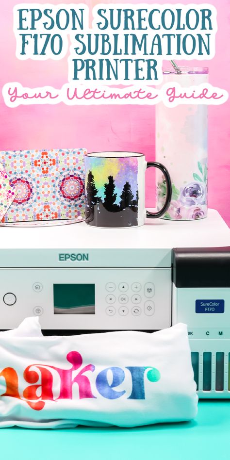 Do you want to make beautiful sublimation projects? Keep reading to learn everything you need to know about the Epson SureColor F170 Sublimation Printer! #sublimation #sublimationprinter #epson What Program To Use For Sublimation, Epson Surecolor F170, What Is The Best Sublimation Printer, Epson Ecotank For Sublimation, Sublimation Printer Epson, Epson 2720 Sublimation Printer Settings, Epson Ecotank Printer, Sublimation Crafts, Epson Printer