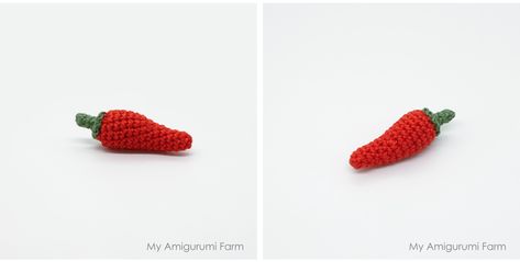 Crochet Jalapeno, Free Crochet Amigurumi, Red Chile, Chilli Pepper, Crochet Stitches Tutorial, Chili Pepper, Crochet Toys, Crochet Stitches, Crochet Amigurumi