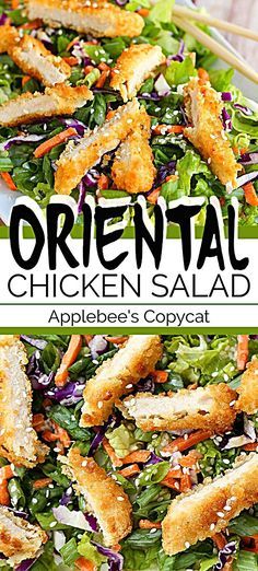 - This ORIENTAL CHICKEN SALAD is an Applebee's copycat recipe. A tasty crispy chicken salad with a homemade asian inspired dressing - so fresh, delicious and good for you! #saladrecipe #chickensalad #applebees #copycatrecipe #orientalsalad #easyrecipe #easydinner #salad #foods #foodphotographer #foodvideography #healthy #eat #foodforlife #foodinsta #foodandbeverage #foodsforfoodie #foodaddiction #foodofmumbai #foodheaven #chocolate #foodie #foodday Crispy Chicken Salad, Applebees Copycat Recipes, Crispy Chicken Salads, Salad Menu, Asian Chicken Salads, Resep Salad, Chicken Salad Recipes, Copycat Recipe, So Fresh