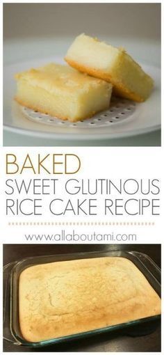 Baked Sweet Glutinous Rice Cake Recipe (Lian Gao) Chewy Rice Cake, Sticky Rice Dinner Ideas, Sweet Sticky Rice Recipe, Recipes With Rice Flour, Glutinous Rice Cake Recipe, Glutinous Rice Recipe, Sweet Rice Cake, Rice Flour Recipes, Kuih Lapis