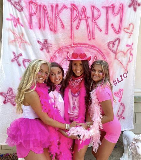 Pink Theme Outfit Party Ideas, Sorority Outfits Spirit Week, Pink Out Makeup Spirit Week, Pink Day Spirit Week, Pink Out Outfits Spirit Week, Preppy B Day Party, Sorority Girl Costume, Pink Out Day Spirit Week, Pink Out Spirit Week