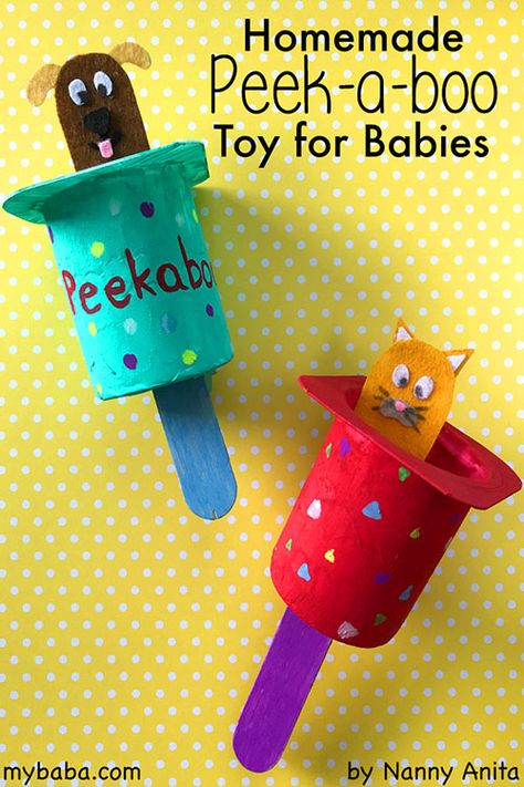 Homemade Peek-a-Boo Toy for Babies || My Baba Homemade Kids Toys, Perlengkapan Bayi Diy, Homemade Baby Toys, Diy Sensory Toys, Bos Baby, Diy Toddler Toys, Best Baby Toys, Baby Toys Diy, Baby Play Activities