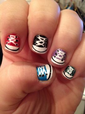 Shoe Nails Converse Nail Art, Sneaker Nails, Converse Nails, Funny Nails, Hearts Nails, Shoe Nails, Nail Blog, Really Cute Nails, My Year