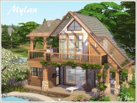 The Sims Resource - Mylan (No CC) Sims 4 Lots Restaurant, Sims 4 20x15 House, Sims 4 Lots No Cc, Sims 4 House No Cc, Small House Windows, No Cc Sims, Sims 4 Houses Layout, Lotes The Sims 4, The Sims 4 Lots