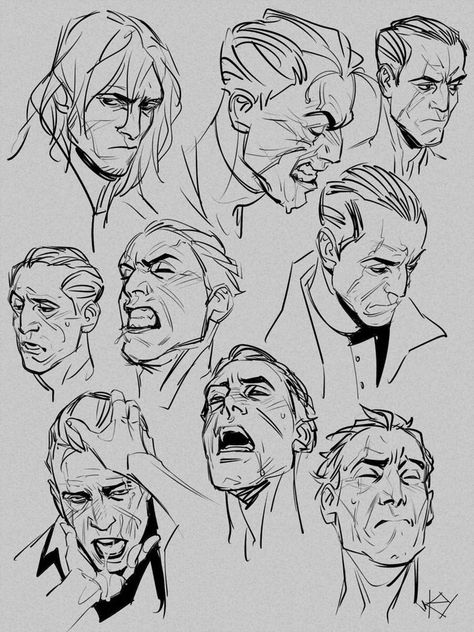 Drawing Stubble Facial Hair, Tilting Someones Chin Up Reference, Face Pulling Drawing, Glaring Reference, Character Pencil Sketches, Angry Side Profile Drawing, Face Reference Drawing Expressions, Emotion Drawing Reference, Character Sketch Page