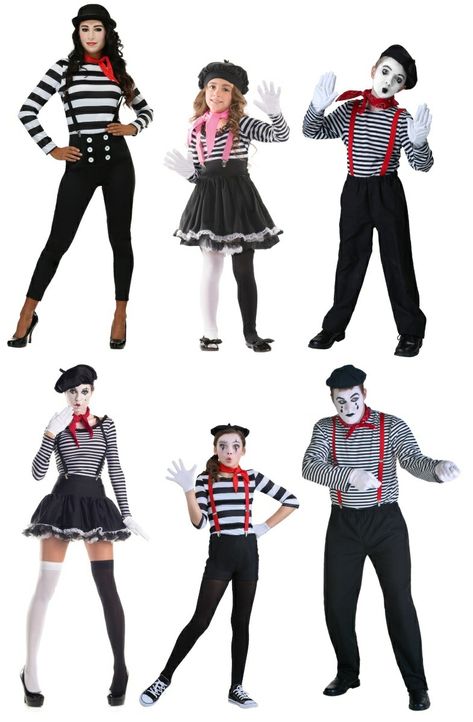 Family Mime Costume, Circus Custome Women, Circus People Costumes, Circus Party Outfit Woman, Easy Circus Costume Diy, Circus Carnival Costumes, Circus Theme Costume Women, Circus Theme Outfits Women, Vintage Circus Costume Women