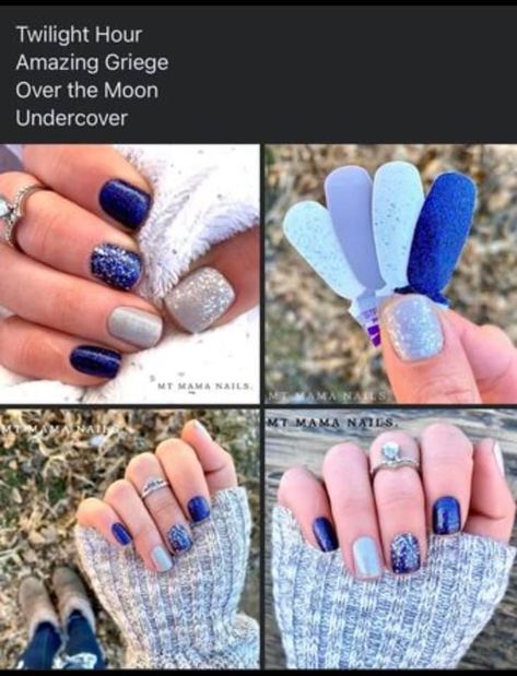 Color Street Blue Mixed Mani, Ice Castle Color Street Combo, Color Street Winter Nails, Winter Color Street Nails Ideas, Color Street Winter Combos, January Colors, Nail Combos, Pretty Fingers, Mani Ideas