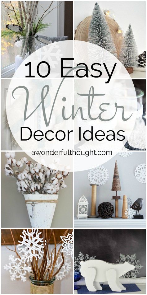 10 Easy Winter Decor Ideas | MM #186 - A Wonderful Thought Magnolia Flower Home Decor, How To Decorate For Winter, Winter Cloche Ideas, Easy Winter Centerpieces, Winter Diy Decor, January Decor After Christmas, Vintage Winter Decor, Non Christmas Winter Decor, January Home Decor Ideas