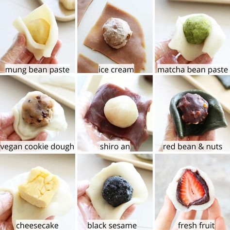 10+ Different Mochi Fillings, Recipes & Ideas for More Homemade Mochi - All Purpose Veggies Cheesecake Mochi Recipe, Mochi Filling Recipe, Mochi Filling Ideas, Sweet Potato Mochi Recipe, Mochi Filling, Mochi Recipe Microwave, Mochi Desserts, Easy Mochi, Potato Filling Recipe