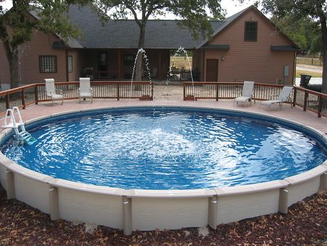 Large Round Above Ground Pool - Wilson County | 30 ft. Round… | Flickr Above Ground Pool Inground, Oberirdischer Pool, Stock Tank Swimming Pool, Tank Swimming Pool, Round Above Ground Pool, Inground Pool Designs, Piscina Intex, Pool Deck Plans, Swimming Pool Decks