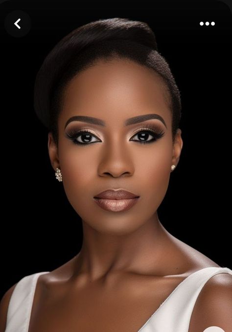 African Women Makeup Looks, Black Wedding Makeup Natural, Bride Make-up, Bridal Make Up Black Woman, Make Up On Dark Skin Women, Natural Makeup Looks Black Women, Black Woman Wedding Makeup, Make Up Looks For Black Women, Makeup For Black Women Wedding