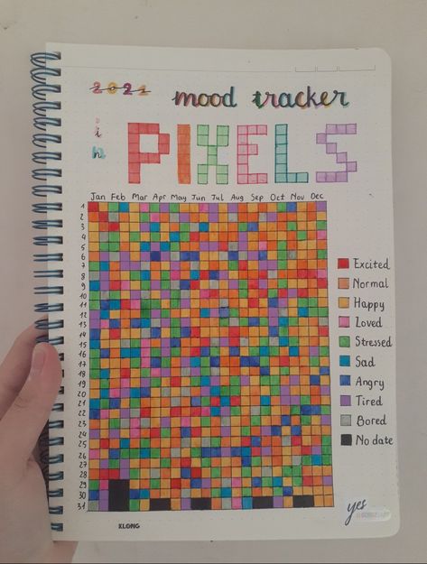 Mood Chart Ideas, Journal Emotion Tracker, Journal Pixel Ideas, Mood Tracker Pixels, Emotion Notebook, Mood Tracking Journal, Things To Do In A Journal, Pixel Journal Ideas, Mood Pixels