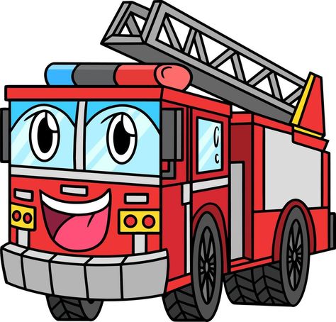 Fire Truck Cartoon, Truck Cartoon, Vehicle Illustration, Cartoon Clipart, Red Wagon, Cartoon Images, Fire Engine, Fire Truck, Cartoon Clip Art