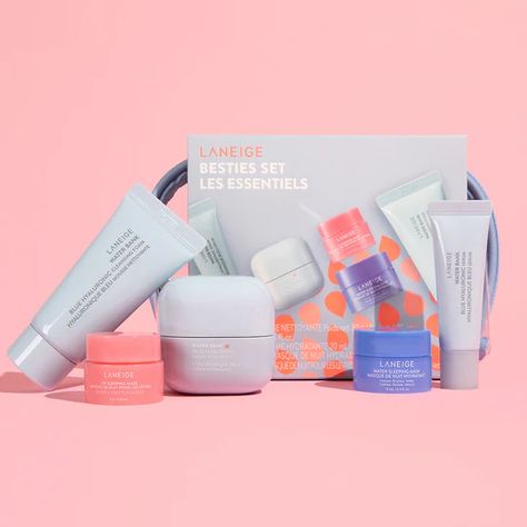 Besties Kit | $43 value | LANEIGE Water Sleeping Mask, Korean Face Mask, Hyaluronic Serum, Lip Sleeping Mask, Effective Skin Care Products, Sleeping Mask, Travel Cosmetic Bags, Skincare Set, Skin Cream