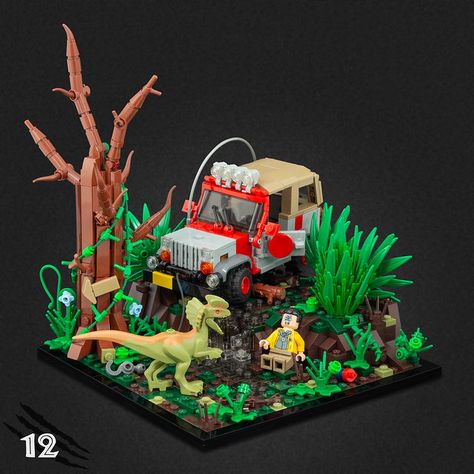 The Jeeps and Explorers that everyone wanted Dino Lego, Lego Vignette, Lego Pics, Lego Jurassic Park, Lego Auto, Lego Dinosaur, Lego Tv, City Ideas, Park Ideas