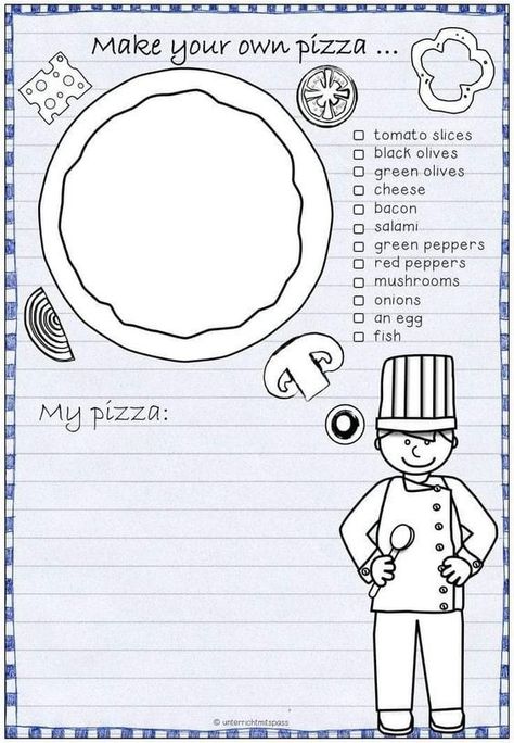 Pizza Activities For Kids, Teach English Online, Make Your Own Pizza, English Activities For Kids, English For Beginners, Esl Activities, Teaching English Online, Learning English For Kids, English Worksheets For Kids