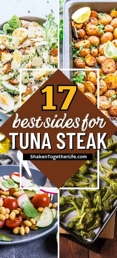 Wondering what to serve with tuna steak? These 17 side dishes are the perfect pairing for this hearty fish fillet. Sides With Ahi Tuna, Ahi Tuna Steak Side Dishes, Sides With Tuna Steak, Side Dishes For Tuna Steak, Sides For Tuna Steak, Tuna Steak Side Dishes, Tuna Steak Dinner, Sesame Crusted Tuna, Steak Sides