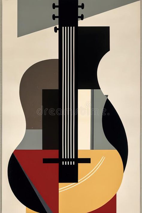 Guitar, AI generative Bauhaus style background stock image Guitar Abstract Art, Bauhaus Music Poster, Futurism Poster, Art Cubism, Minimal Drawings, Pastel Abstract, Guitar Painting, Space Artwork, Bauhaus Art