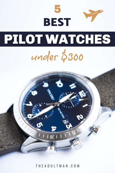 You don't have to be a real pilot to feel as cool as one. Learn what a pilot watch is and check out our picks of the best pilot watches under $300. Gifts For Pilots Men, Pilot Watches For Men, Watch Engraving Ideas, Pilot Style, Arabic Numbers, Faux Leather Motorcycle Jacket, Cheap Christmas Gifts, Personalized Engraved Gifts, Diy Christmas Gifts Cheap