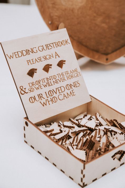 Game Of Throne Weddings, Game Of Thrones Wedding Ideas, Game Of Thrones Themed Wedding, Game Of Thrones Wedding Theme, Wedding Guestbook Idea, Game Of Thorns, Medieval Wedding Theme, Game Of Thrones Wedding, Game Of Thrones Theme