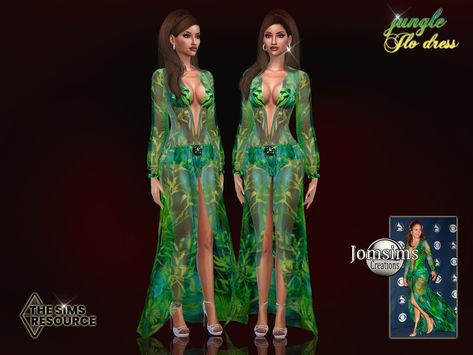 Jlo Dress, Jungle Dress, Tropical Outfit, Peacock Dress, Sims 4 Dresses, Nature Dress, Sims 4 Mods Clothes, Exotic Fashion, Greek Clothing