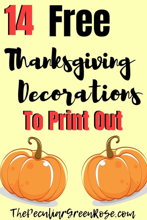 These are 14 Thanksgiving Decorations you can print out for free! Thanksgiving Decorations Printable Free, Printable Thanksgiving Decorations, Thanksgiving Office Decor, Thanksgiving Table Decorations Ideas Diy, Thanksgiving Stencils, Work Organization Printables, Thanksgiving Printables Free, Thanksgiving Free Printables, Diy Thanksgiving Decorations