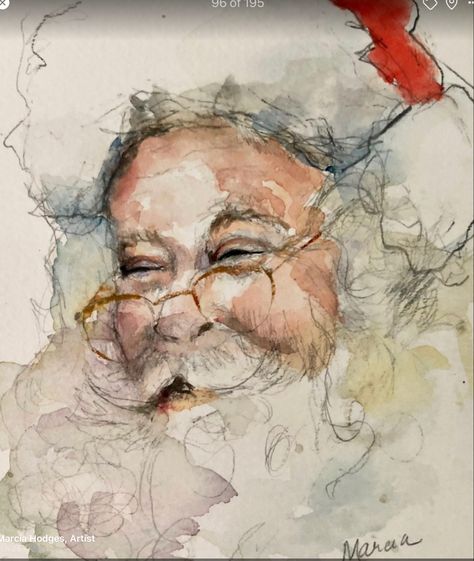 Christmas Watercolor Drawing, Rudolph Watercolor, Pencil And Watercolor Art, Vintage Santa Images, Santa Watercolor, Watercolor Santa Claus, Watercolor Christmas Art, Christmas Journaling, Watercolor Santa