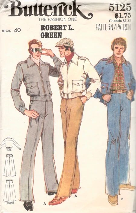 70s Fashion Men, Pajamas Pattern, 70s Sewing Patterns, Butterick Patterns Vintage, Sewing Men, Mens Sewing Patterns, 70s Men, 70s Outfits, Vintage Mens Fashion