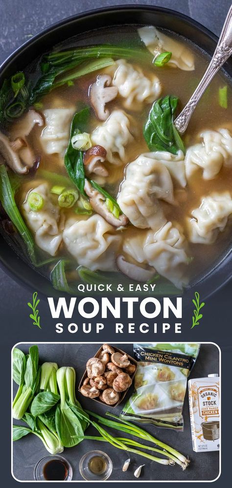 Frozen Wontons, Easy Wonton Soup, Wonton Soup Recipe, Asian Soup Recipes, Wonton Recipes, Asian Soup, Wontons, Think Food, Chinese Cooking