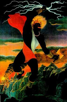 SANGO Shango Orisha, Orishas Yoruba, African Mythology, Cuban Art, Forces Of Nature, African Spirituality, Black Love Art, Gods And Goddesses, African Art