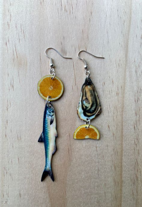 Convenient Store, Tinned Fish, Fish Jewelry, Earrings Summer, Dope Jewelry, Fake Food, Funky Jewelry, Anchovies, Jewelry Lookbook