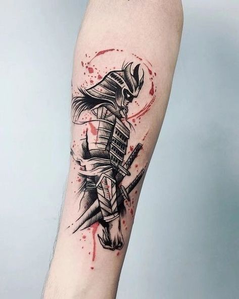 Small Samurai Tattoo, Samurai Arm Tattoo, Samurai Forearm Tattoo, Japanese Forearm Tattoo, Ninja Tattoo, Samurai Tattoo Sleeve, Meaningful Tattoos For Men, Trash Polka Tattoo Designs, Japanese Tattoos For Men