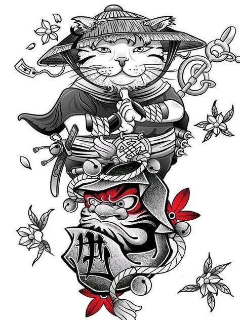 Tato Irezumi, Daruma Doll Tattoo, Half Sleeve Tattoos Sketches, Lucky Cat Tattoo, Butterfly Tattoos Images, Japanese Tattoos For Men, Digimon Wallpaper, Sticker Tattoo, Doll Tattoo