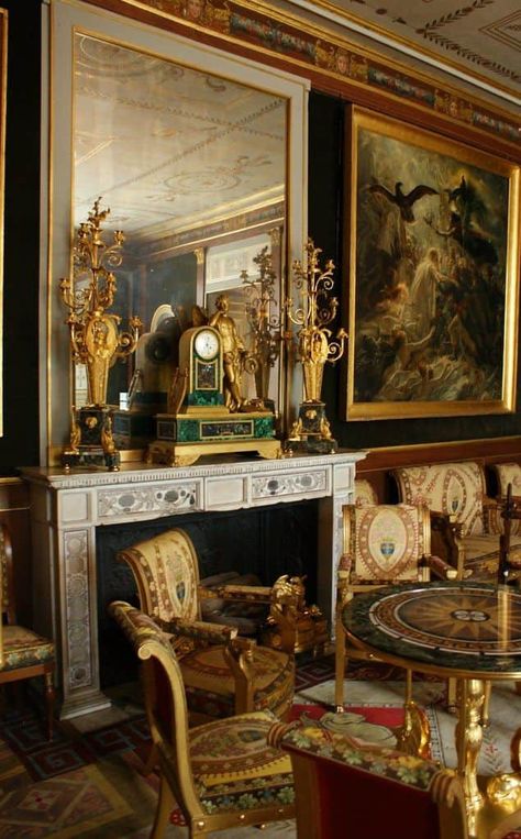 Chateau De Malmaison, Palace Interior, Castles Interior, Chateau France, Grand Homes, Antique Interior, French Interior, Elegant Interiors, Empire Style