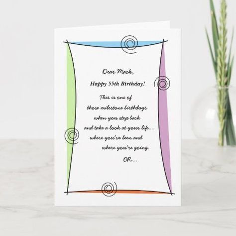 $4.12 | Enjoy the moment 55th Birthday #55thbirthdaycards #55thbirthdaypartycards #customizea55thbirthdaycard #personalizea55thbirthdaycard #createyourownbirthdaycards #familyorfriendsbirthdaycards #upscaleclassybirthdaycards #funny55thbirthdaycards #modern55thbirthdaycards #cheap55thbirthdaycards 75 Th Birthday Wishes, 30th Anniversary Cards, Funny 30th Birthday Cards, Happy 55th Birthday, 65th Birthday Cards, Happy 35th Birthday, Happy 65 Birthday, Happy 75th Birthday, Happy 25th Birthday