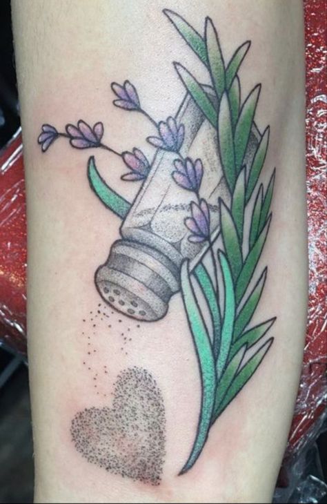 Pots Tattoo Ideas, Charmed Tv Show Tattoo Ideas, Salt Rosemary Lavender Love Tattoo, Tattoos For Gardeners, Practical Magic Drawing, Charmed Tattoos, Green Witch Tattoo Ideas, Medicine Bottle Tattoo, Practical Magic Tattoo Ideas