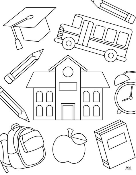 Back To School Coloring Pages, Classroom Idea, School Coloring Pages, Kids Pages, School Theme, School Season, School Themes, Cute Coloring Pages, School Colors