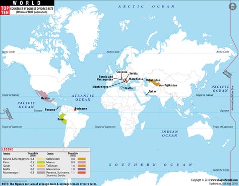 Top Ten Countries With Lowest Divorce Rate The World Map, Landlocked Country, Poor Countries, Arctic Ocean, World Geography, Victoria Falls, Country Maps, Wall Maps, Marriage And Family